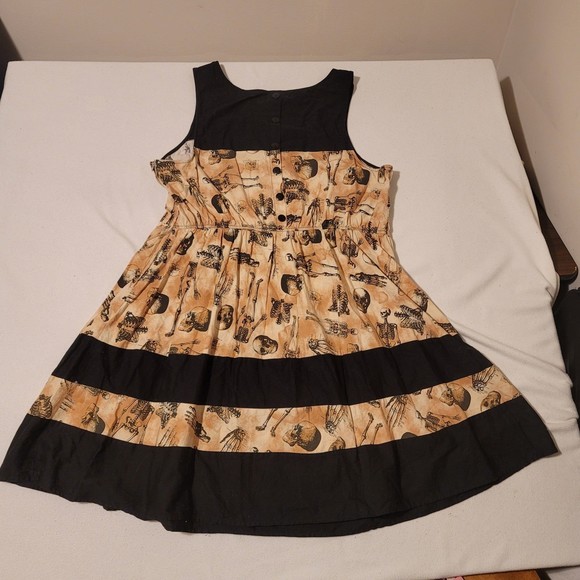 Folter ModCloth Dress Skeleton Anatomy Goth Retro Plus - Picture 3 of 9